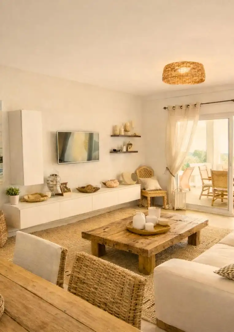 Sala d'estar de Apartament en venda en Estepona amb Aire condicionat, Calefacció i Jardí privat