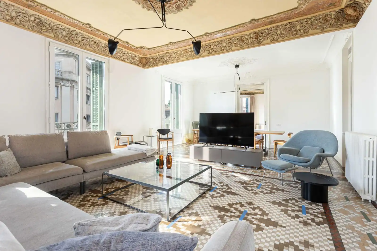 Wohnzimmer von Wohnung zur Miete in Barcelona mit Klimaanlage, Heizung und Terrasse