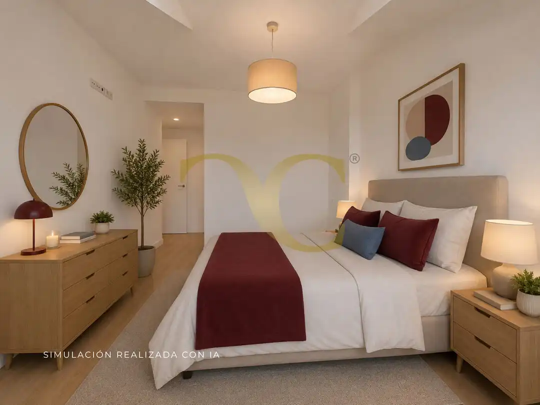 Schlafzimmer von Dachboden zum Verkauf in Llanes mit Heizung, Privatgarten und Terrasse
