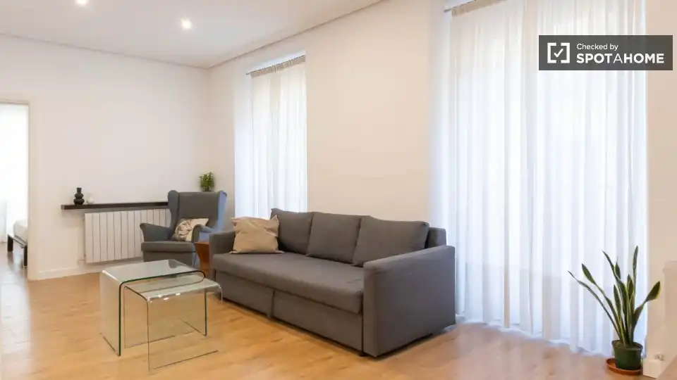 Living room of Flat for rent in Madrid  with Air Conditioner, Heating and Furnished