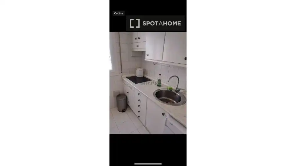 Cuina de Apartament per a compartir en Madrid amb Aire condicionat, Terrassa i Moblat