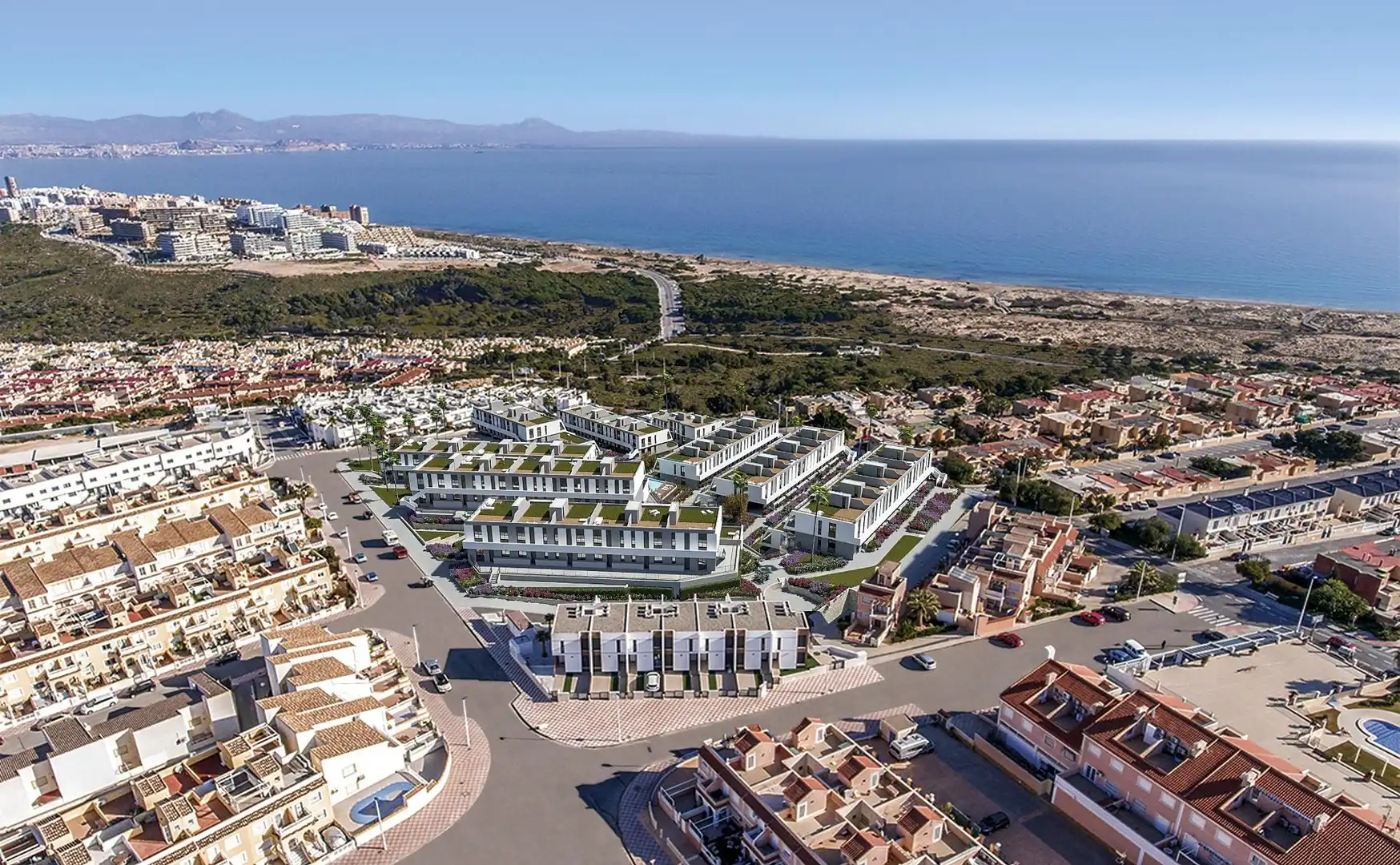Außenansicht von Erdgeschoss zum Verkauf in Santa Pola mit Klimaanlage, Heizung und Privatgarten