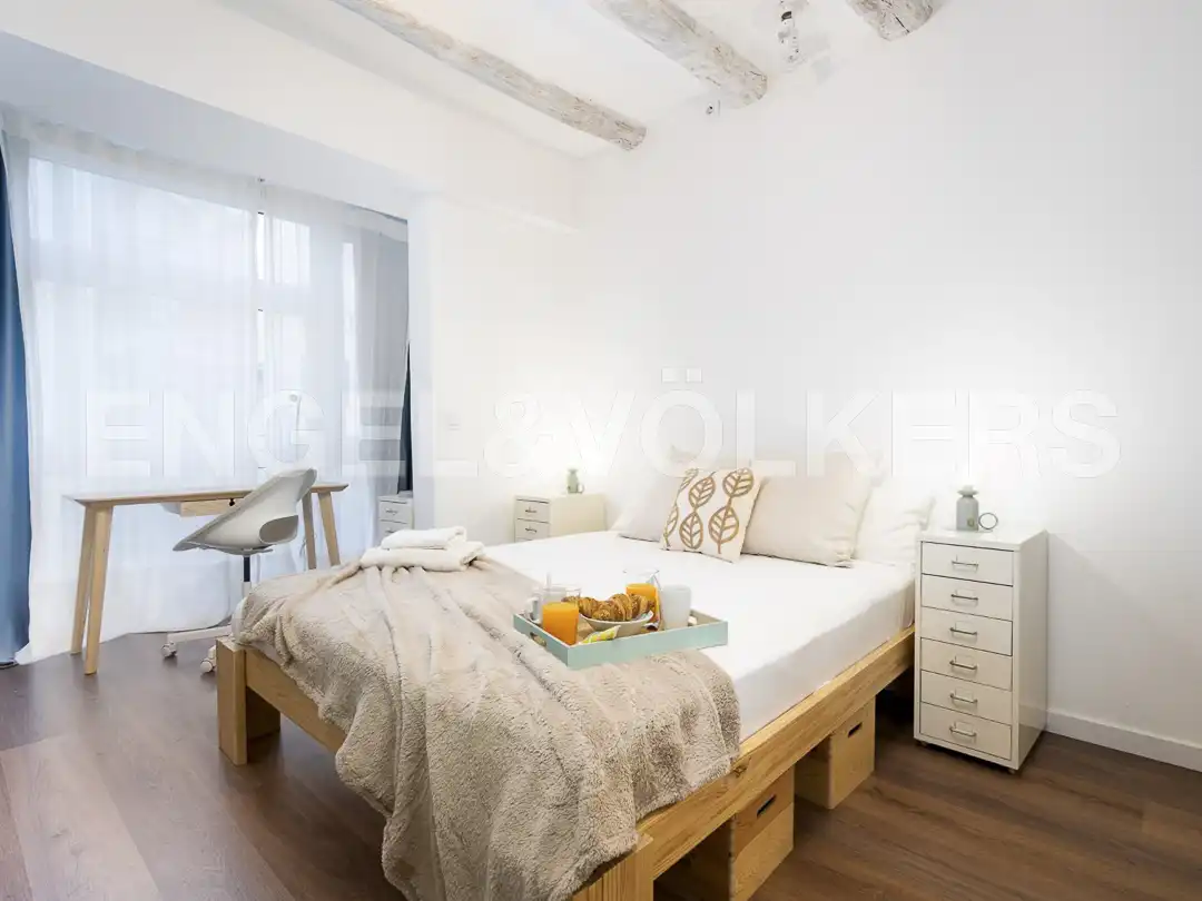 Schlafzimmer von Wohnung zur Miete in Barcelona mit Klimaanlage, Heizung und Parkett