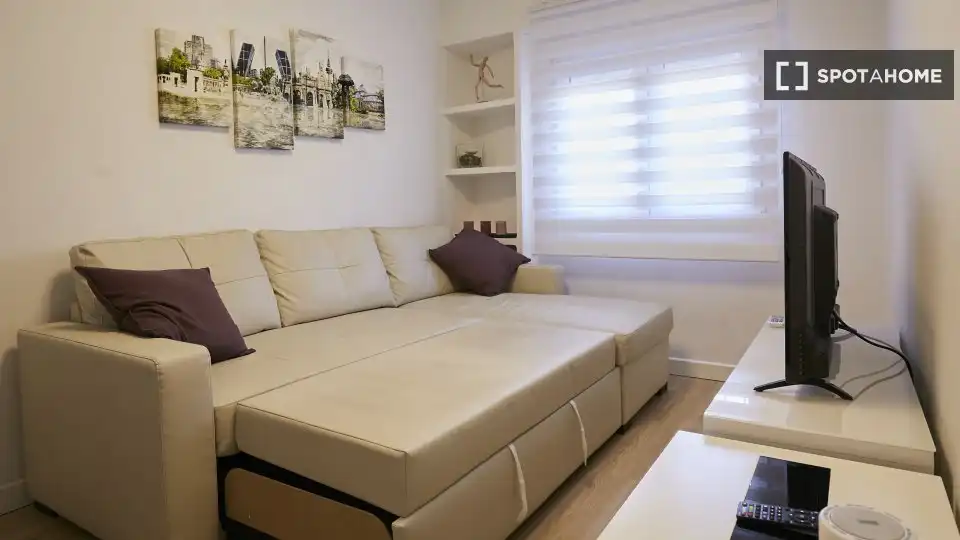 Living room of Flat for rent in Madrid  with Air Conditioner, Heating and Furnished