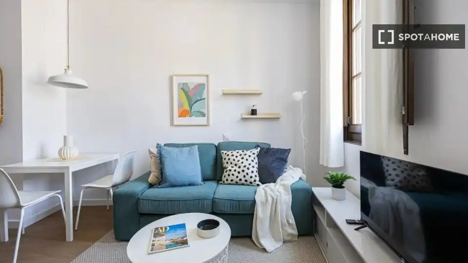 Sala de estar de Piso de alquiler en Barcelona con Aire acondicionado, Calefacción y Amueblado
