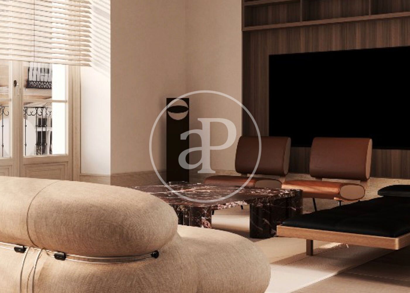 Sala de estar de Piso en venta en  Madrid Capital con Calefacción, Amueblado y Balcón