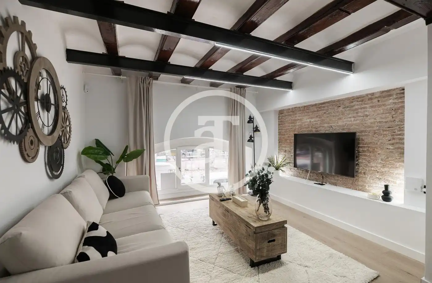 Living room of Flat for rent in  Barcelona Capital  with Air Conditioner, Heating and Furnished