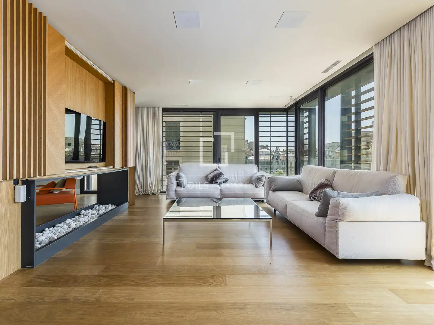 Sala de estar de Ático en venta en Barcelona con Aire acondicionado, Calefacción y Jardín privado