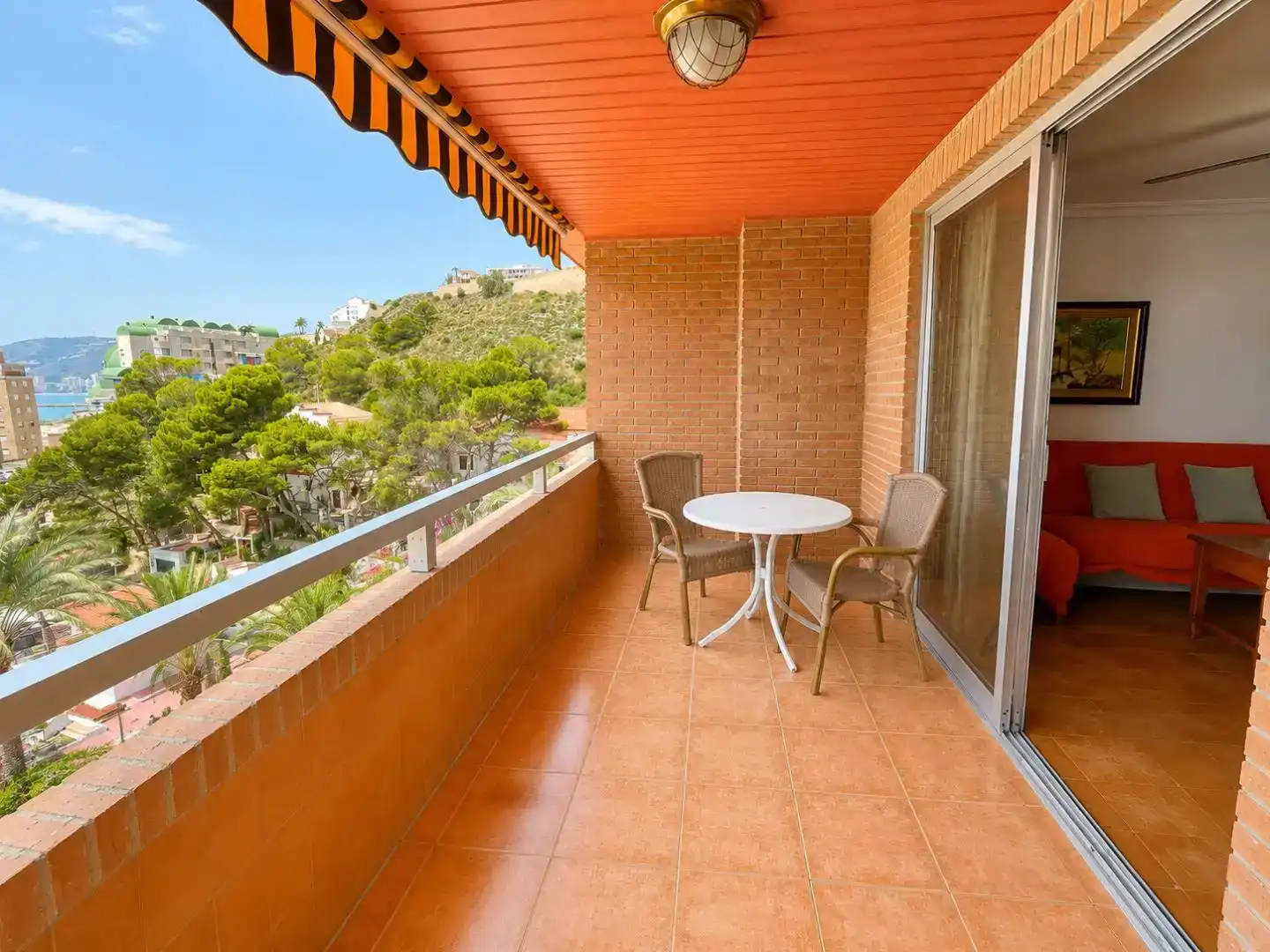 Terrasse von Wohnung zur Miete in Cullera mit Klimaanlage, Schwimmbad und Balkon