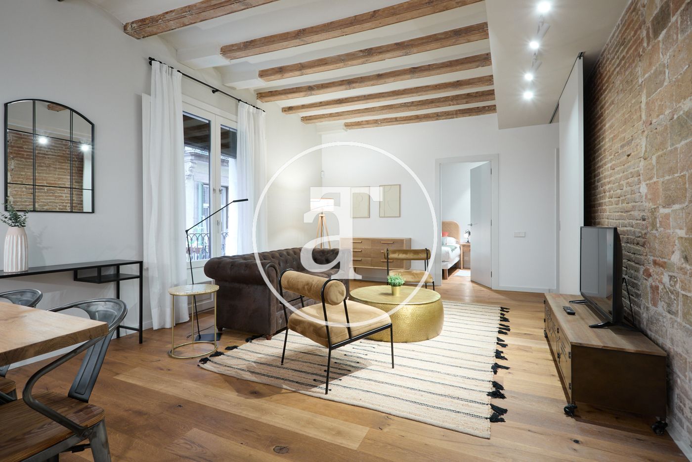 Sala d'estar de Pis de lloguer en  Barcelona Capital amb Aire condicionat, Calefacció i Moblat