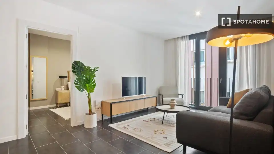 Living room of Flat for rent in Barcelona  with Air Conditioner, Heating and Furnished