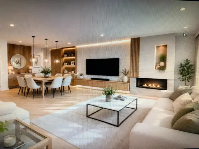 Wohnzimmer von Einfamilien-Reihenhaus zum Verkauf in Vilassar de Dalt mit Klimaanlage, Heizung und Privatgarten