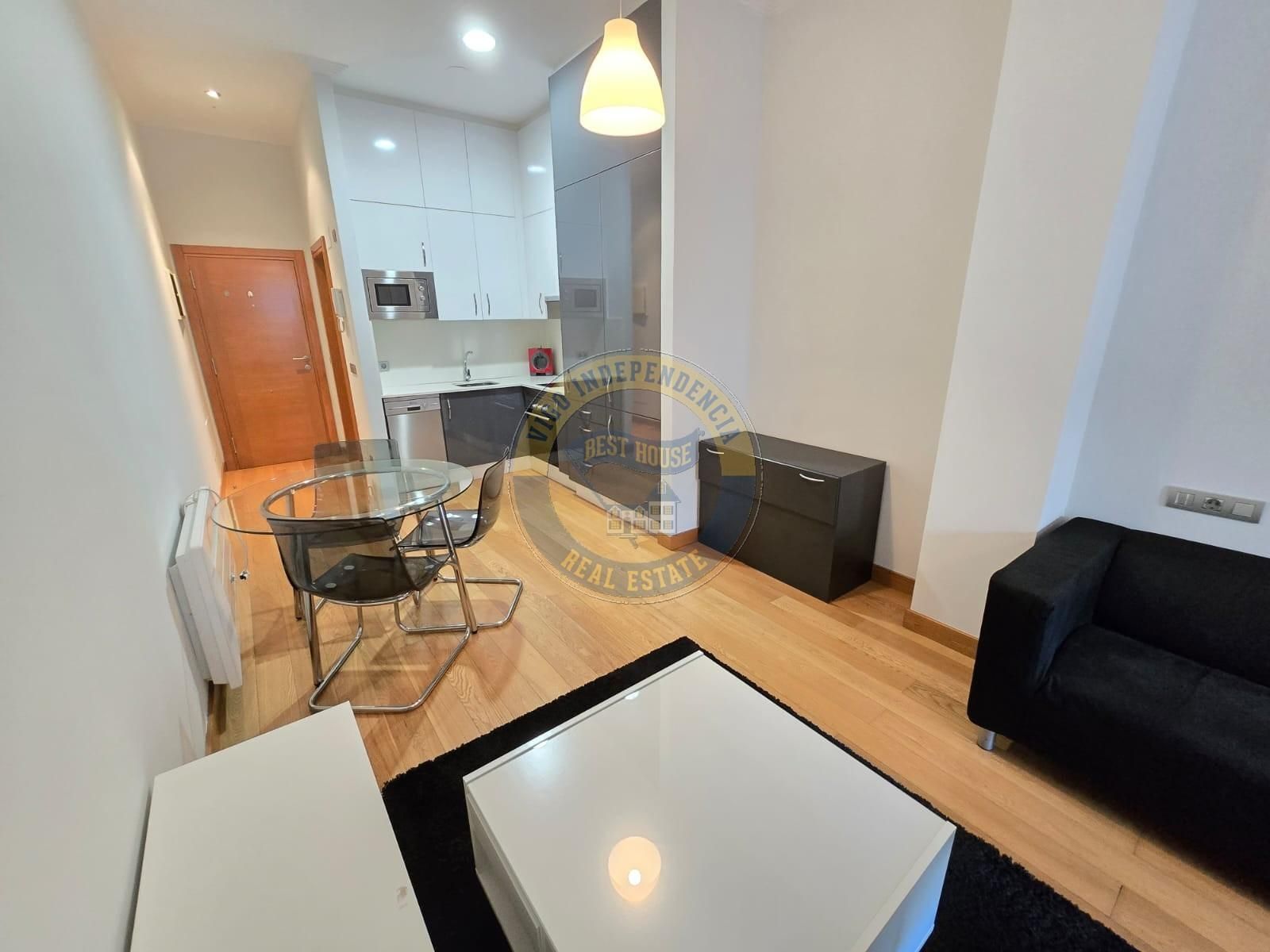 Sala d'estar de Estudi de lloguer en Vigo  amb Calefacció, Parquet i Balcó