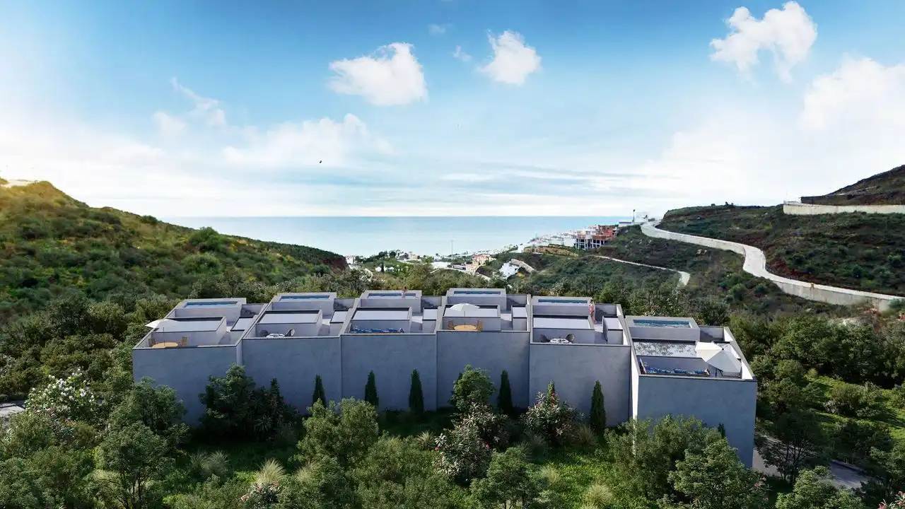 Vista exterior de Casa adosada en venda en Torrox amb Aire condicionat, Traster i Piscina