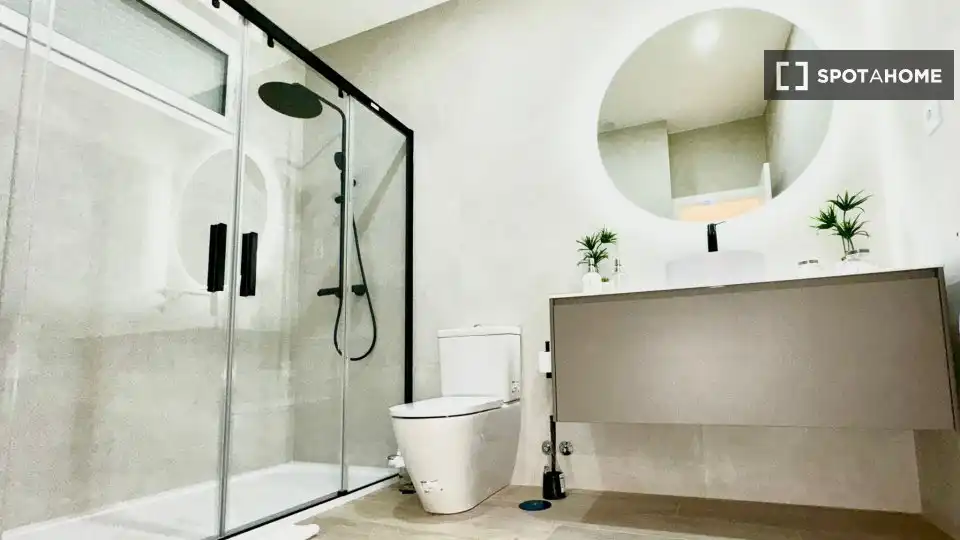 Bathroom of Study for share in Madrid  with Air Conditioner, Terrace and Furnished