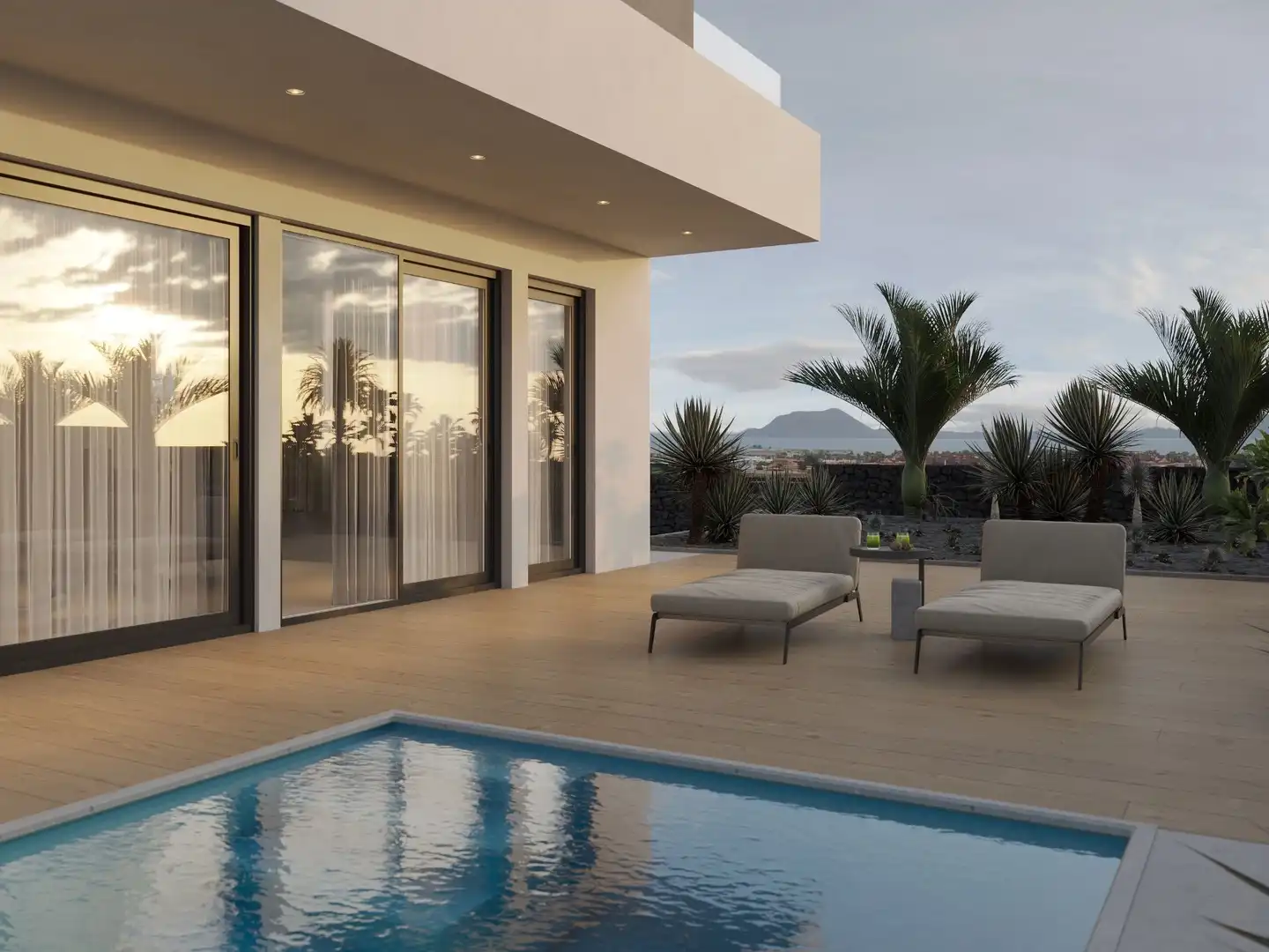 Terrassa de Casa o xalet en venda en La Oliva amb Jardí privat, Piscina i Domòtica