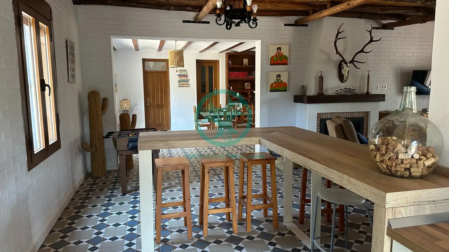 Esszimmer von Country house zur Miete in Cáceres mit Schwimmbad, Möbliert und Ofen