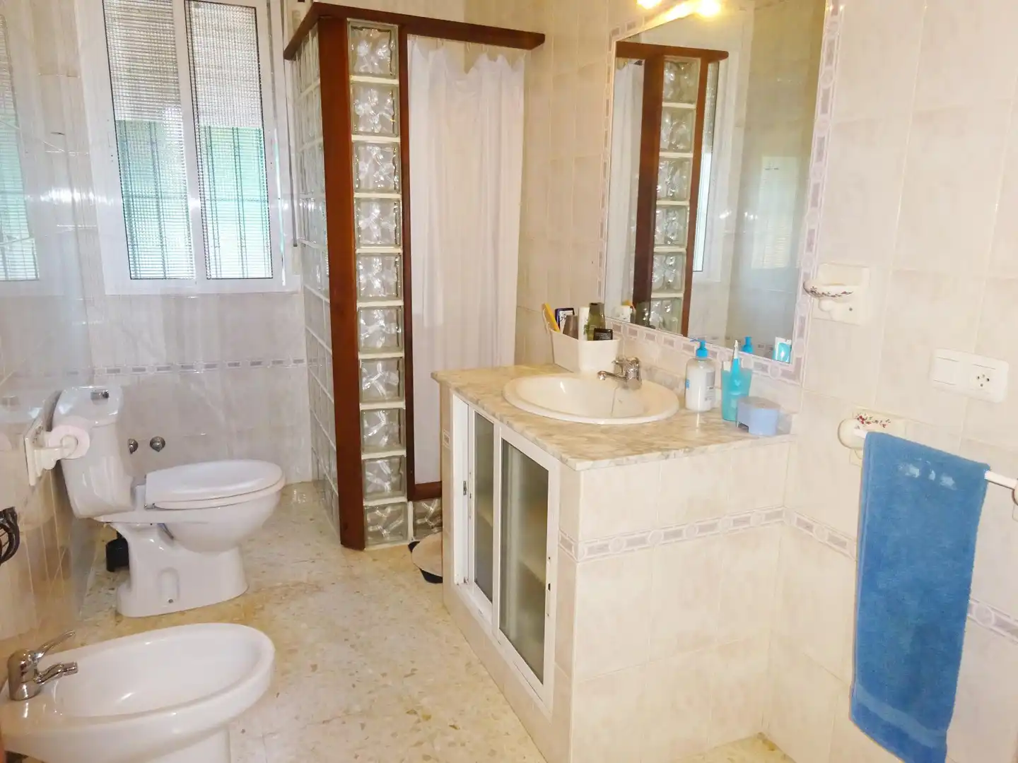 Bathroom of Houses for sale in Sanlúcar la Mayor  with Air Conditioner, Private garden and Storage room