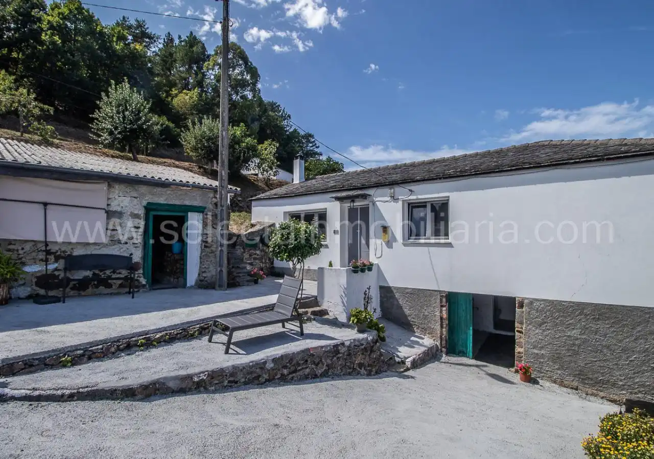 Vista exterior de Casa o xalet en venda en San Martín de Oscos amb Calefacció, Jardí privat i Terrassa