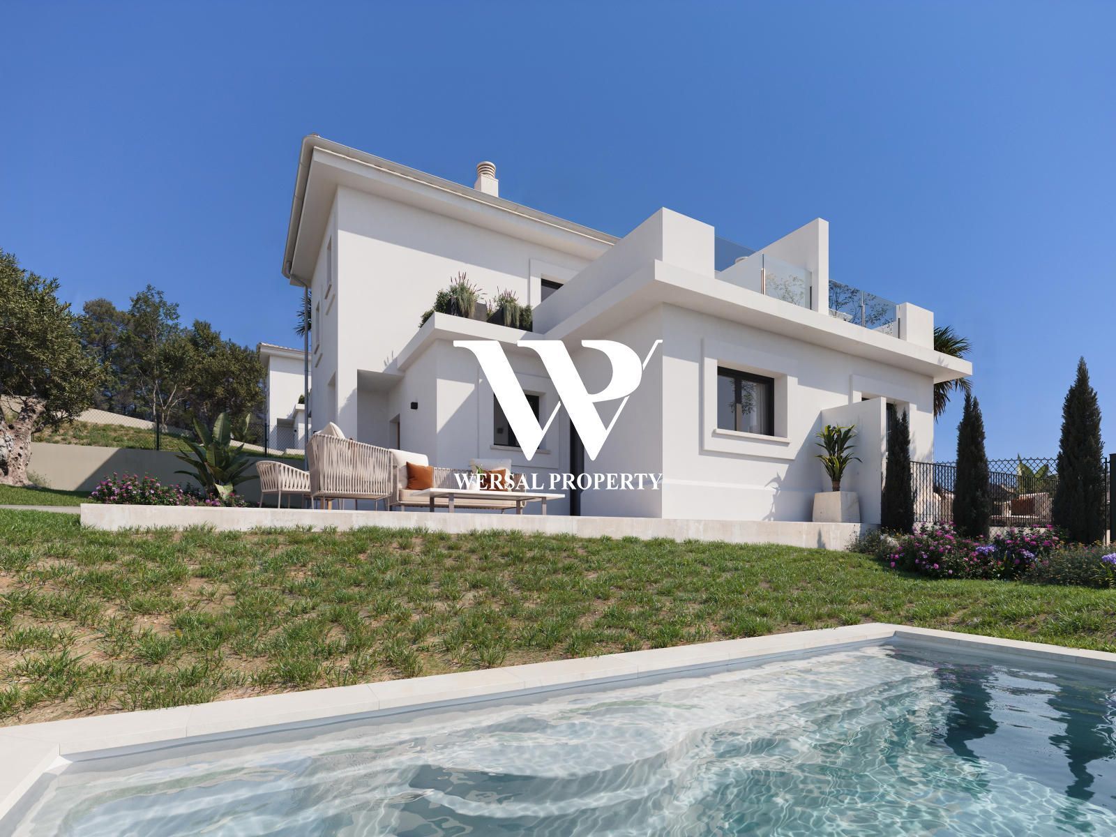Exterior view of Single-family semi-detached for sale in Manacor  with Air Conditioner, Swimming Pool and Community pool