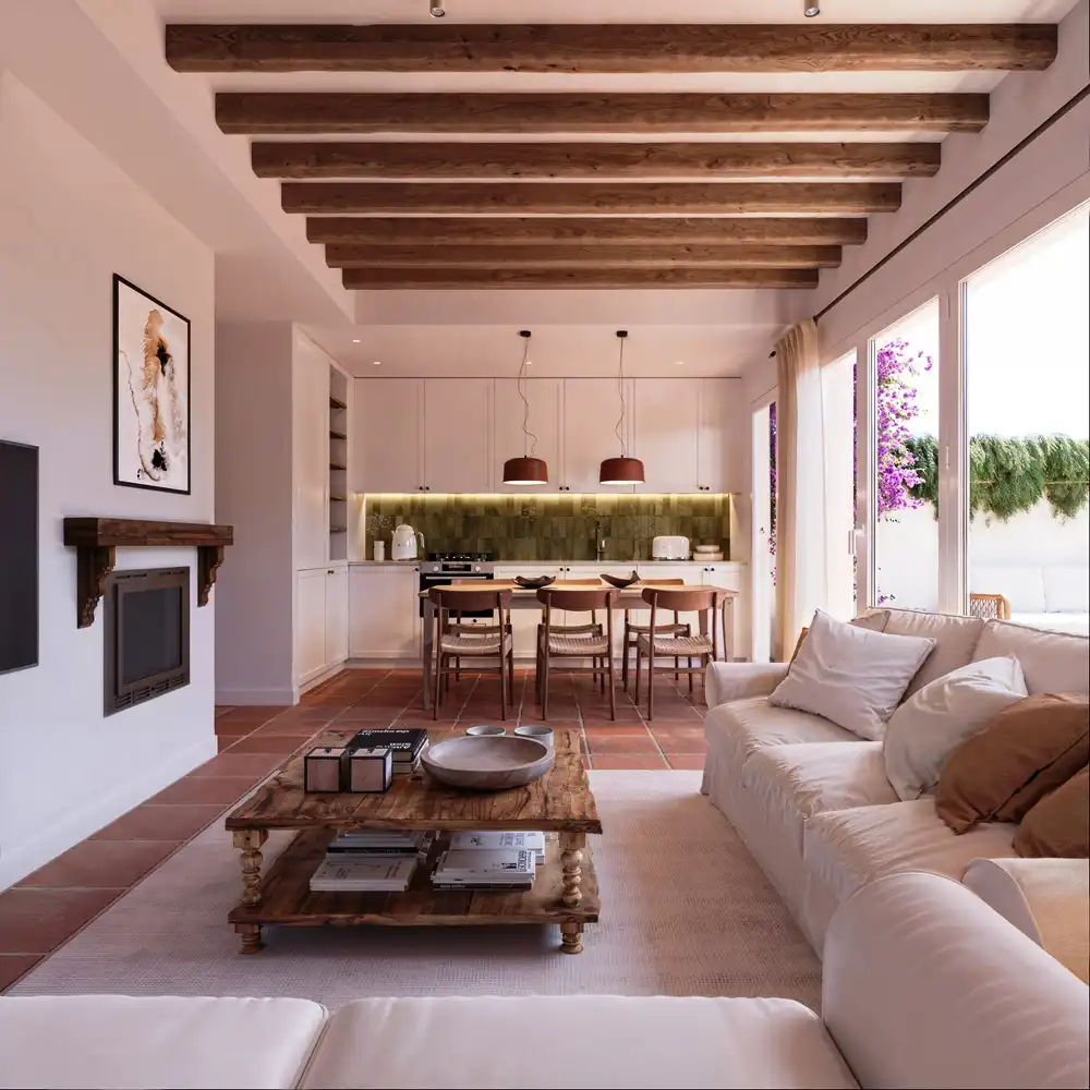 Sala d'estar de Casa o xalet en venda en Higuera de la Sierra amb Terrassa i Piscina comunitària