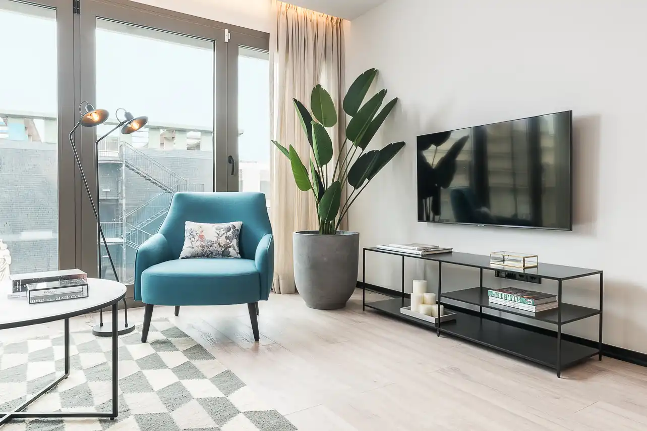 Sala de estar de Apartamento de alquiler en Barcelona con Aire acondicionado, Calefacción y Amueblado