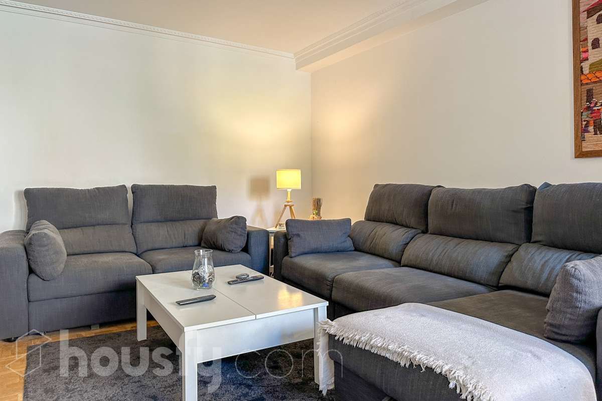 Living room of Flat for sale in  Madrid Capital  with Air Conditioner, Parquet flooring and Furnished