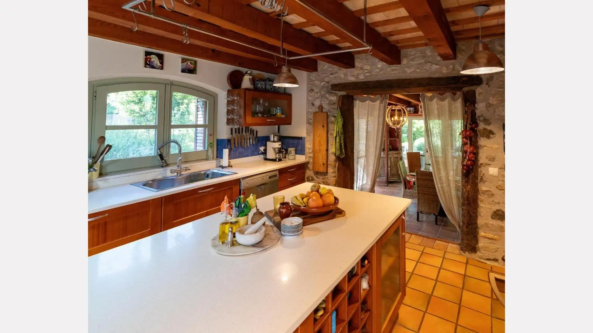 Cocina de Finca rústica en venta en Esponellà con Aire acondicionado, Calefacción y Jardín privado