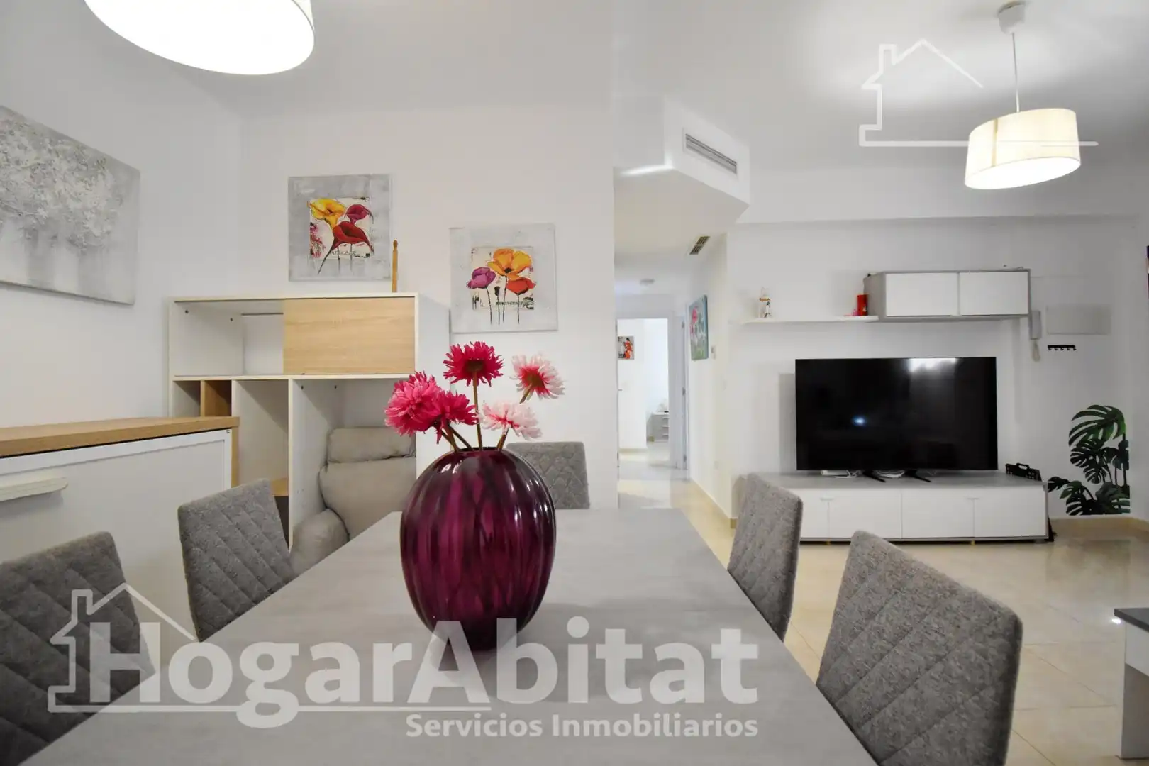 Sala de estar de Piso en venta en Bellreguard con Aire acondicionado, Calefacción y Jardín privado