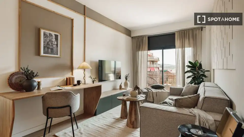Living room of Flat for rent in Barcelona  with Air Conditioner, Heating and Furnished