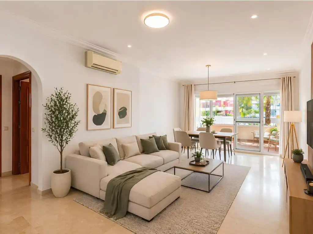 Wohnzimmer von Wohnung zum Verkauf in Mijas mit Klimaanlage, Möbliert und Ofen