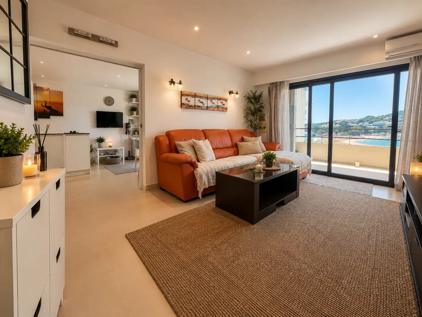 Wohnzimmer von Wohnungen zur Miete in Calvià mit Klimaanlage, Heizung und Privatgarten