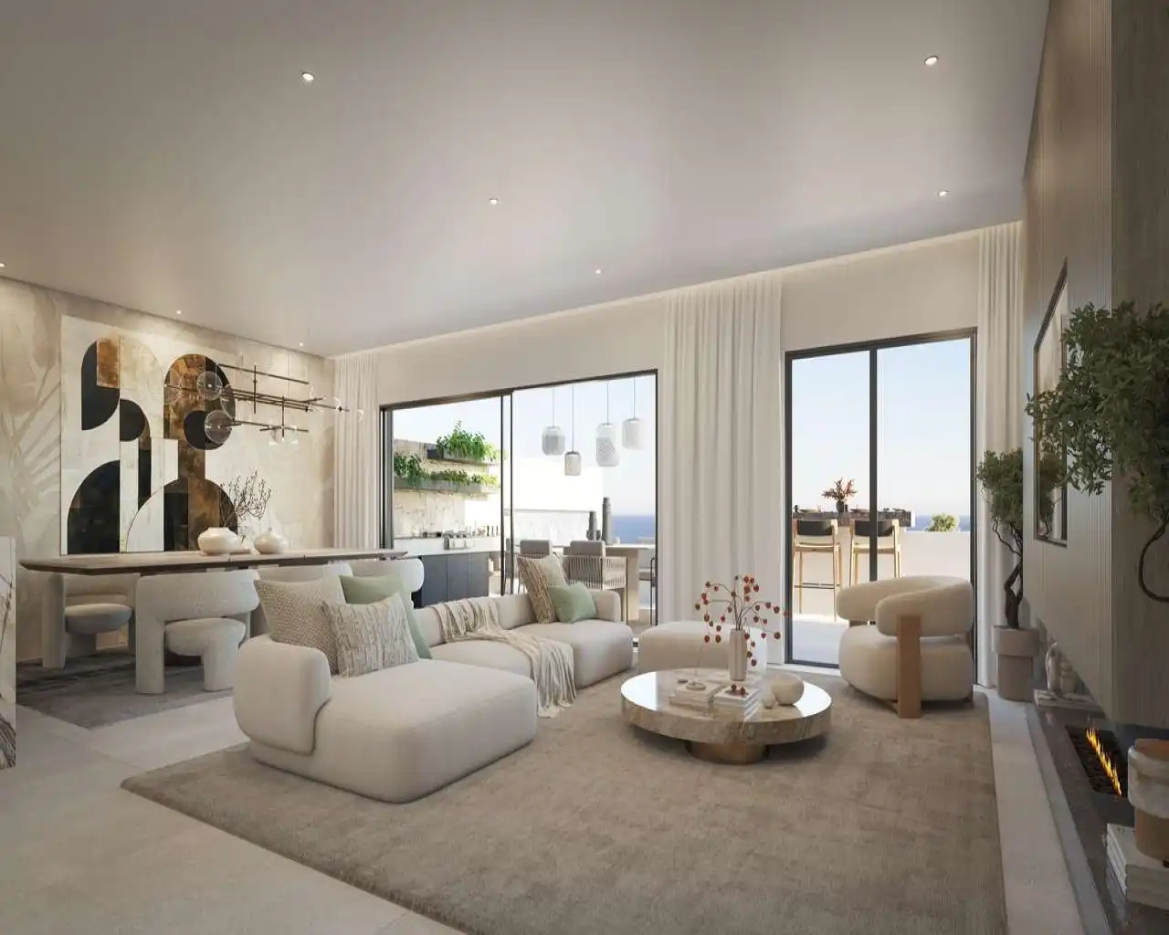 Sala d'estar de Apartament en venda en Benalmádena amb Aire condicionat, Calefacció i Jardí privat