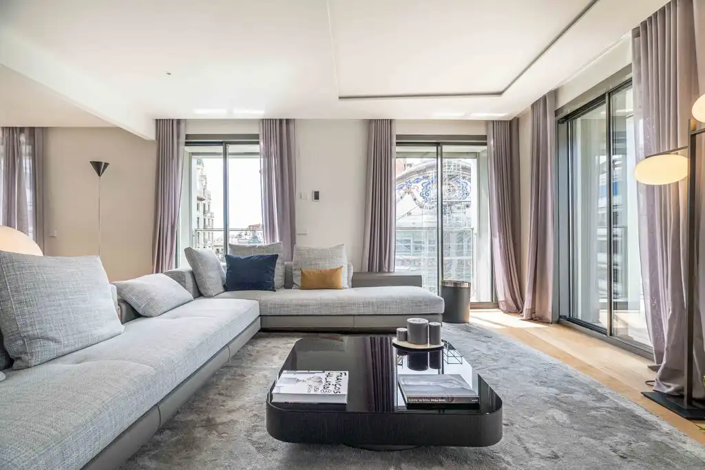 Sala d'estar de Apartament en venda en Barcelona amb Terrassa, Moblat i Jacuzzi