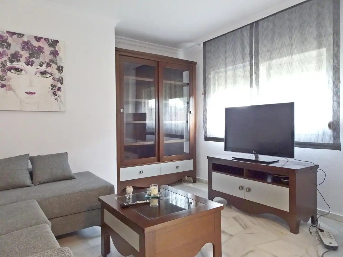 Wohnzimmer von Wohnung zur Miete in Málaga mit Klimaanlage, Privatgarten und Terrasse