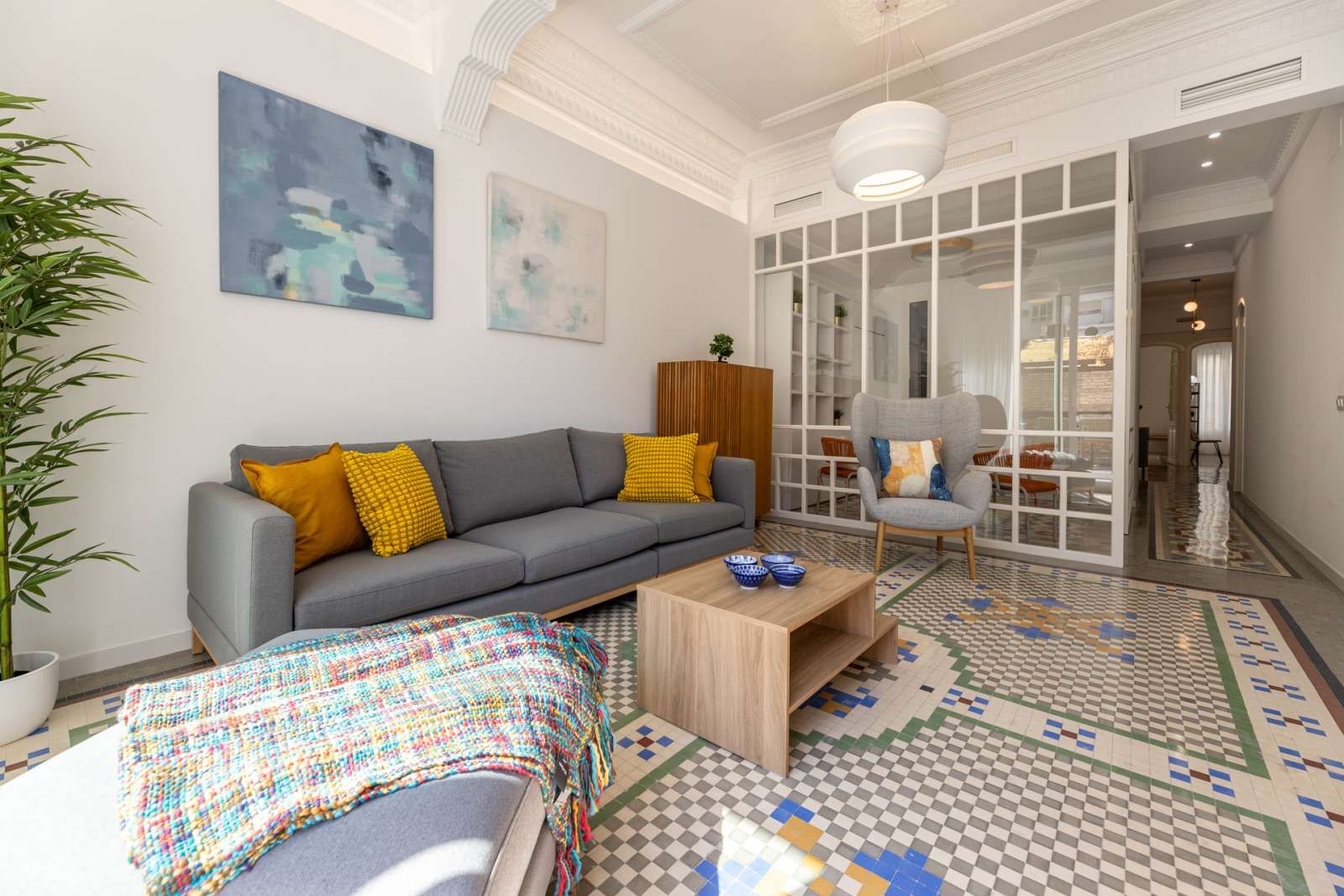 Sala d'estar de Apartament per a compartir en  Valencia Capital amb Aire condicionat i Terrassa