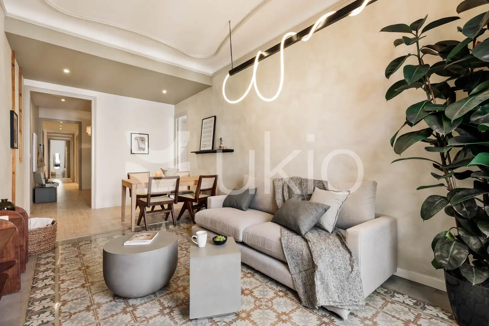 Sala de estar de Apartamento de alquiler en Barcelona con Aire acondicionado, Calefacción y Amueblado