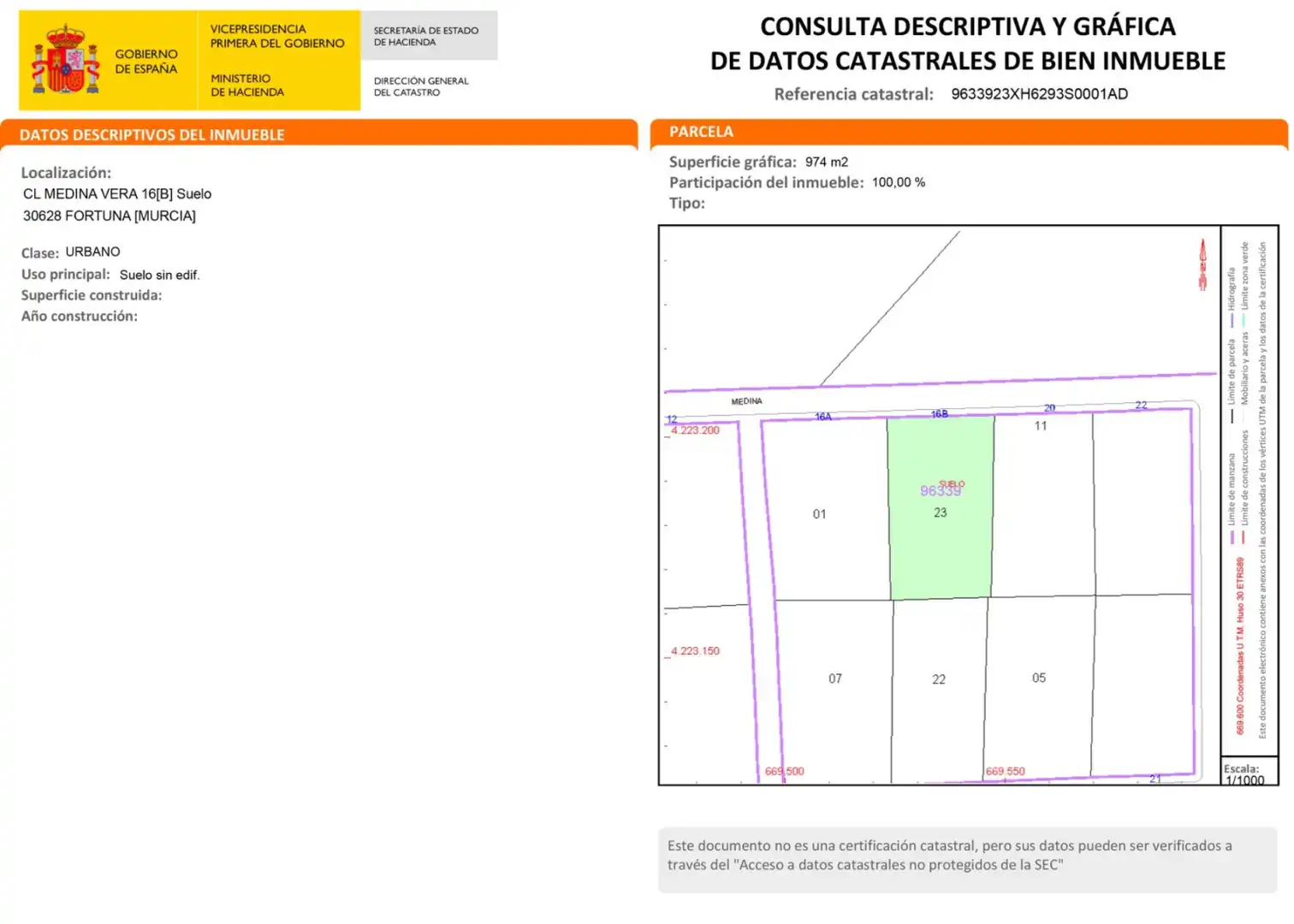 Terreno rústico en venta en Fortuna - Calle de Medina Vera, imagen 2