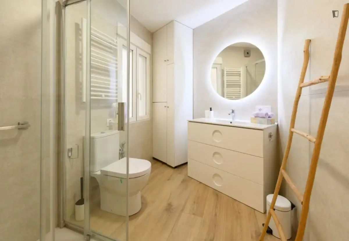 Bany de Apartament de lloguer en Madrid amb Aire condicionat, Calefacció i Moblat