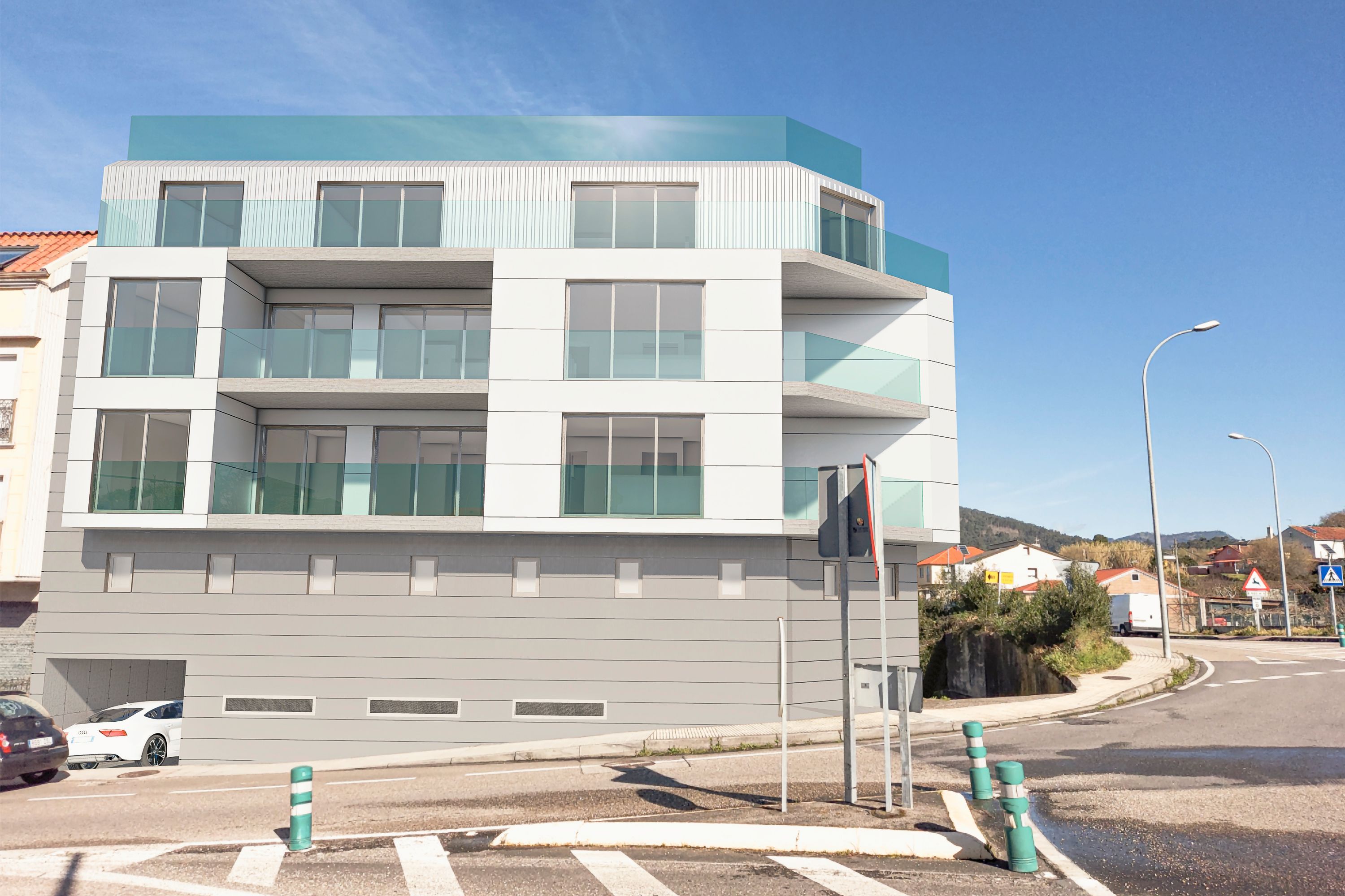 Vista exterior de Apartament en venda en Cangas  amb Calefacció, Jardí privat i Parquet