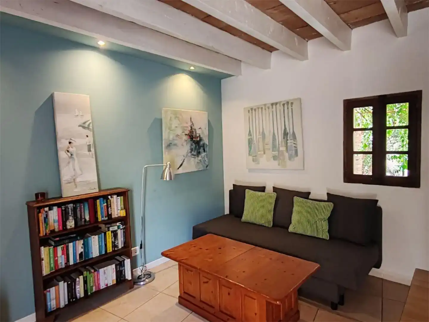 Wohnzimmer von Einfamilien-Reihenhaus zur Miete in Sóller mit Klimaanlage, Parkett und Möbliert