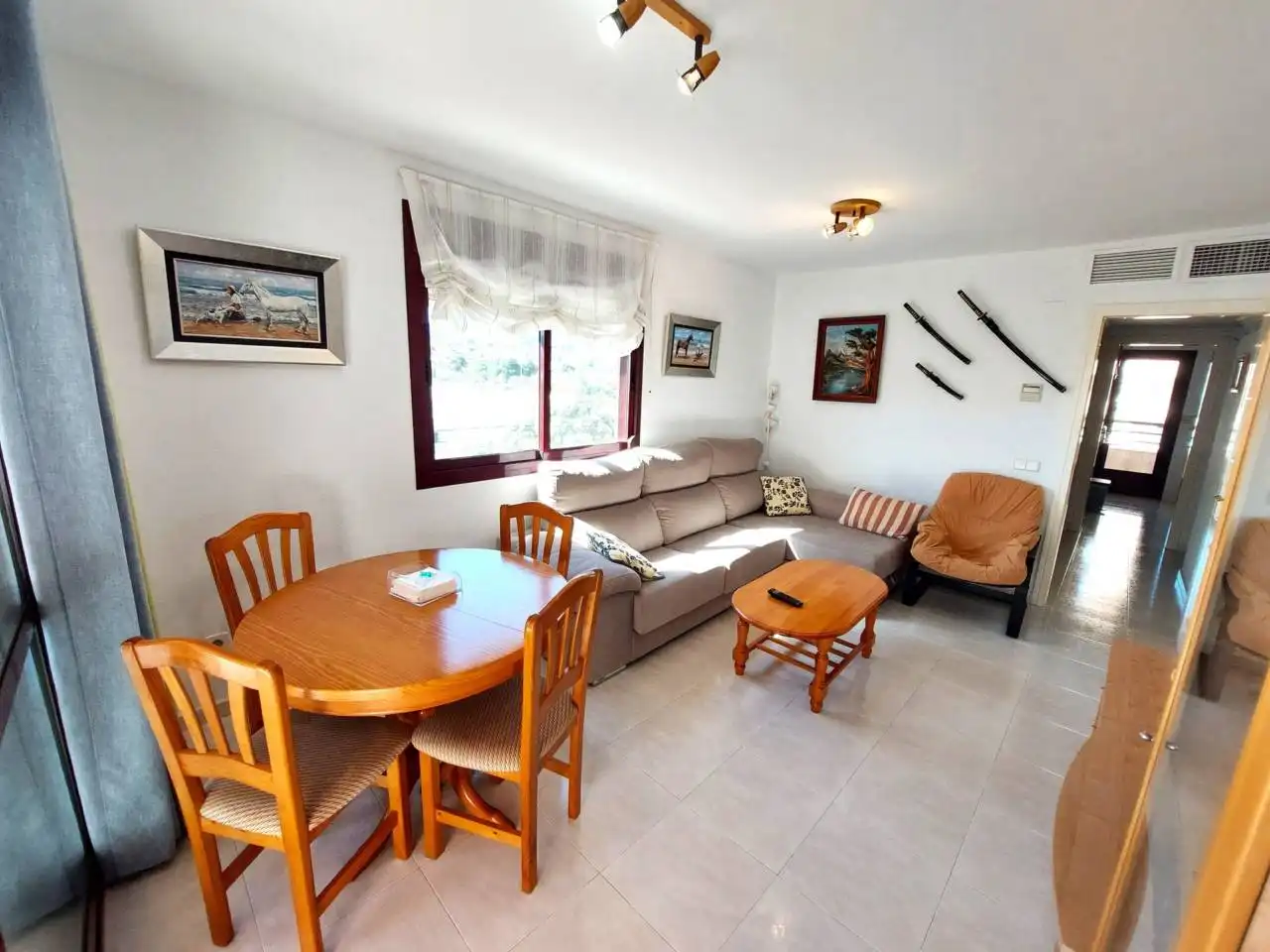 Wohnzimmer von Wohnung zum Verkauf in Calpe / Calp mit Klimaanlage, Terrasse und Möbliert