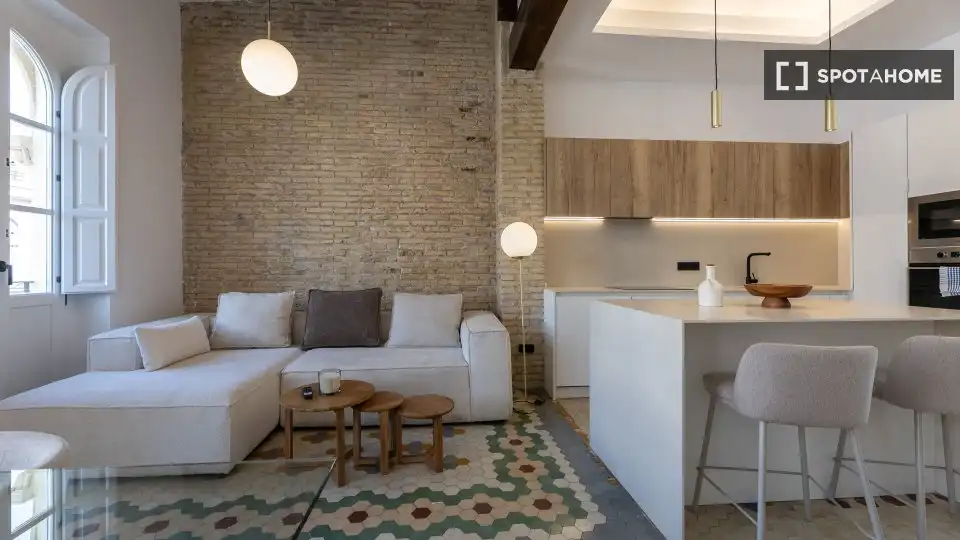 Sala de estar de Piso de alquiler en Valencia con Aire acondicionado, Calefacción y Amueblado