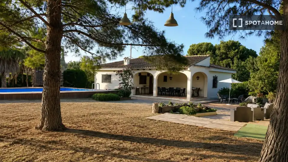 Garden of Flat for rent in Riba-roja de Túria  with Air Conditioner, Heating and Furnished
