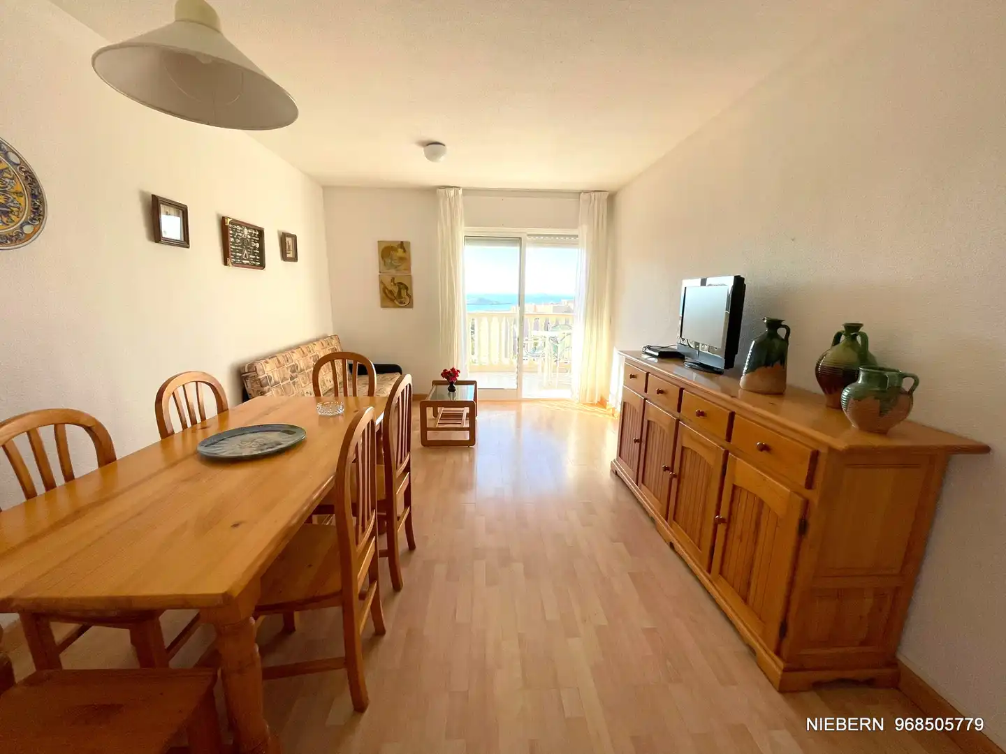 Wohnzimmer von Wohnung zum Verkauf in La Manga del Mar Menor mit Klimaanlage, Parkett und Terrasse