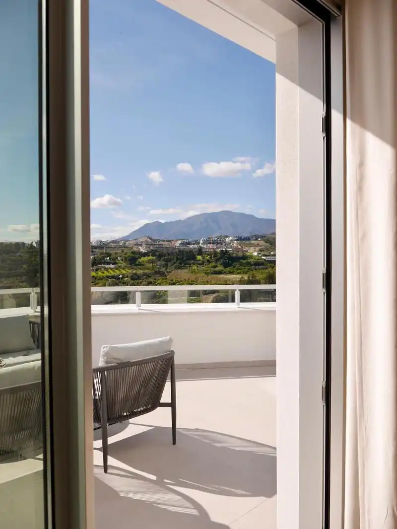 Terraza de Apartamento de alquiler en Estepona con Aire acondicionado, Terraza y Piscina