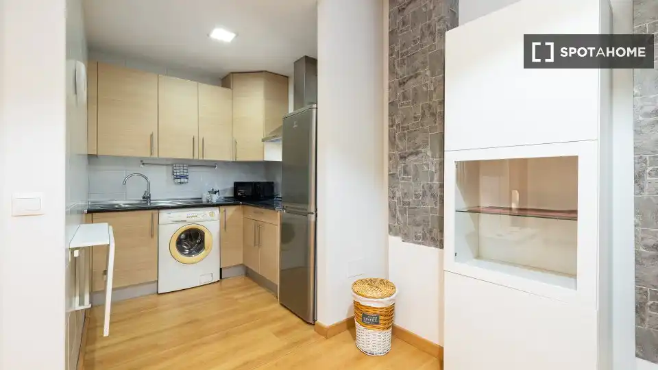 Cuina de Apartament per a compartir en Málaga amb Aire condicionat, Terrassa i Moblat