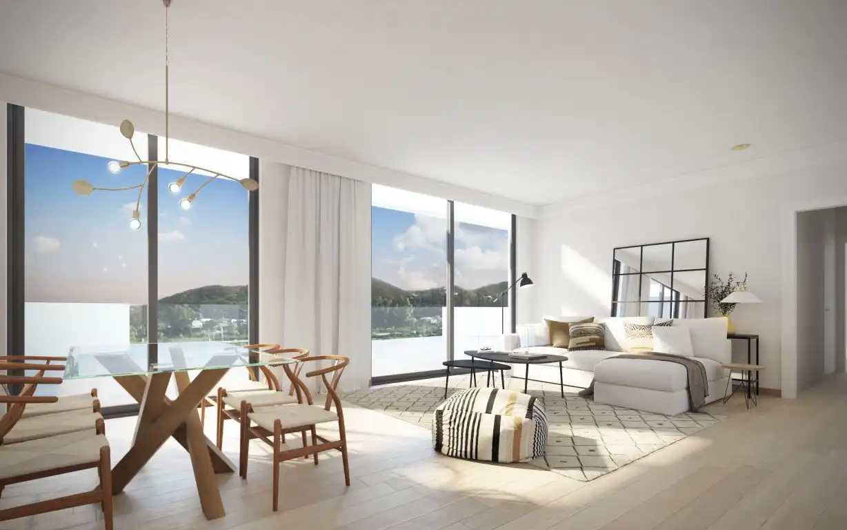 Wohnzimmer von Wohnungen zum Verkauf in Mijas mit Privatgarten, Terrasse und Abstellraum