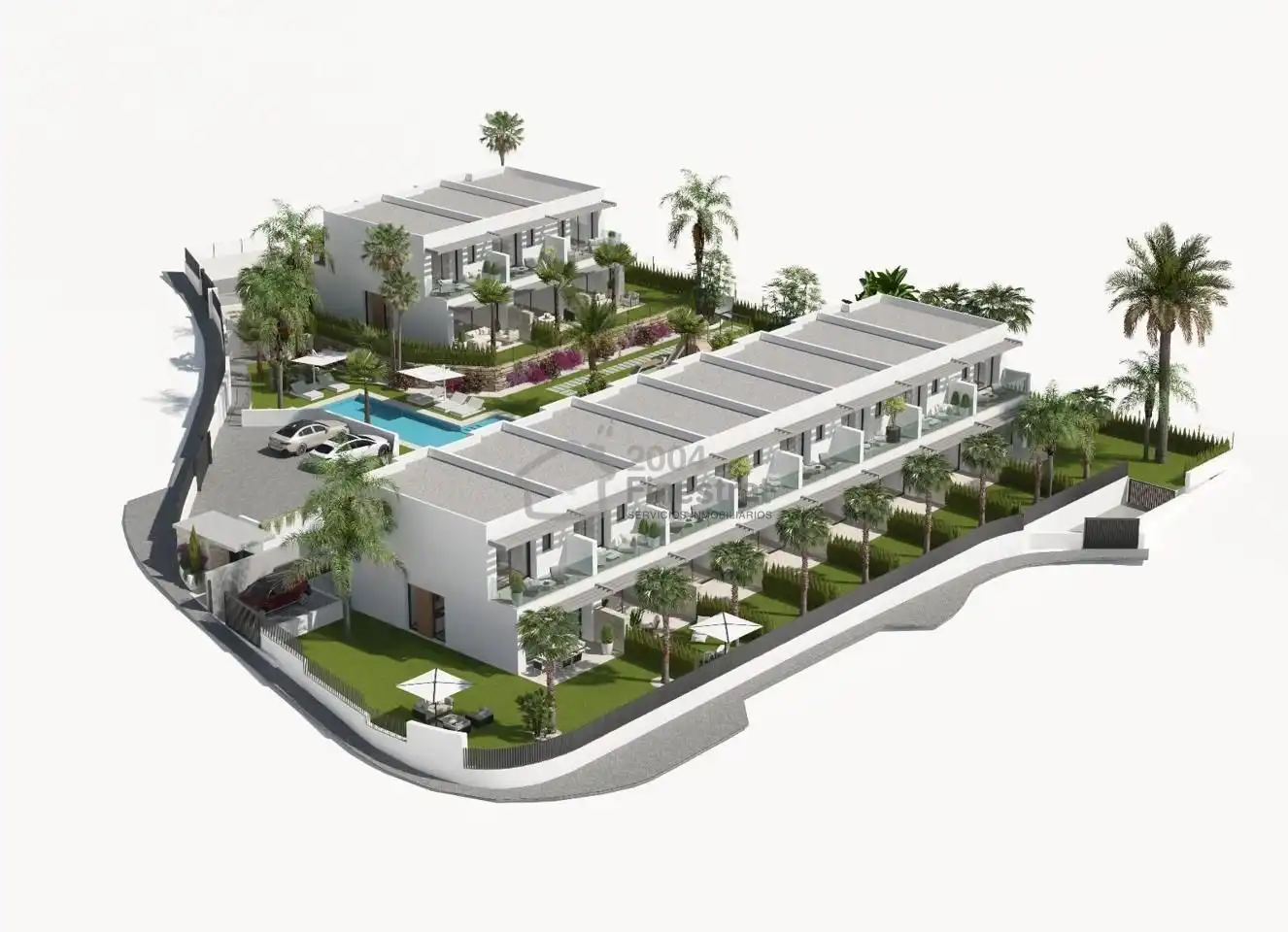 Vista exterior de Casa adosada en venda en Finestrat amb Jardí privat, Terrassa i Piscina comunitària