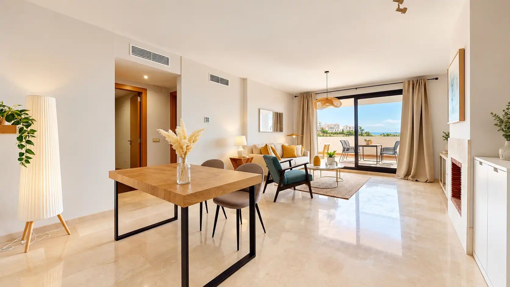 Wohnzimmer von Wohnung zum Verkauf in Casares mit Klimaanlage, Heizung und Terrasse